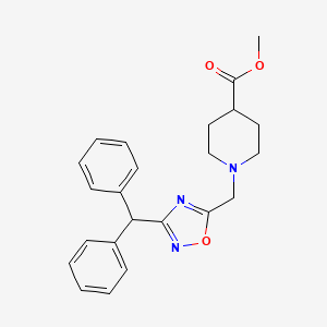 molecular formula C23H25N3O3 B3761806 methyl 1-{[3-(diphenylmethyl)-1,2,4-oxadiazol-5-yl]methyl}-4-piperidinecarboxylate 