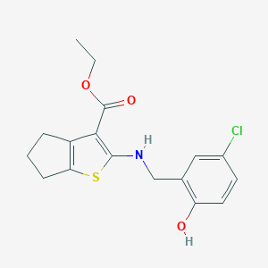 molecular formula C17H18ClNO3S B376185 ethyl 2-[(5-chloro-2-hydroxybenzyl)amino]-5,6-dihydro-4H-cyclopenta[b]thiophene-3-carboxylate CAS No. 342379-63-9