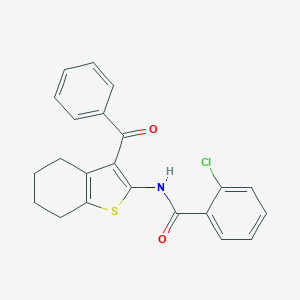 molecular formula C22H18ClNO2S B376191 N-(3-benzoyl-4,5,6,7-tetrahydro-1-benzothien-2-yl)-2-chlorobenzamide CAS No. 444156-10-9