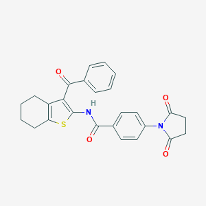 molecular formula C26H22N2O4S B376193 4-(2,5-dioxopyrrolidin-1-yl)-N-[3-(phenylcarbonyl)-4,5,6,7-tetrahydro-1-benzothiophen-2-yl]benzamide CAS No. 461431-40-3