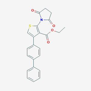molecular formula C23H19NO4S B376194 Ethyl 4-[1,1'-biphenyl]-4-yl-2-(2,5-dioxo-1-pyrrolidinyl)-3-thiophenecarboxylate 