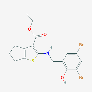 molecular formula C17H17Br2NO3S B376201 ethyl 2-[(3,5-dibromo-2-hydroxybenzyl)amino]-5,6-dihydro-4H-cyclopenta[b]thiophene-3-carboxylate CAS No. 380644-29-1
