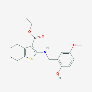 molecular formula C19H23NO4S B376202 Ethyl 2-[(2-hydroxy-5-methoxybenzyl)amino]-4,5,6,7-tetrahydro-1-benzothiophene-3-carboxylate CAS No. 380644-32-6