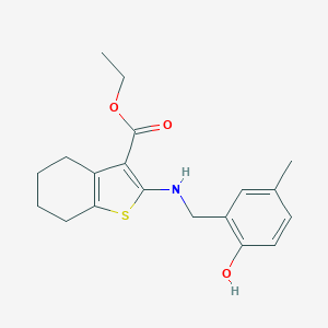 molecular formula C19H23NO3S B376203 Ethyl 2-[(2-hydroxy-5-methylbenzyl)amino]-4,5,6,7-tetrahydro-1-benzothiophene-3-carboxylate 