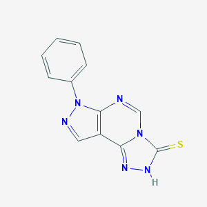 molecular formula C12H8N6S B376214 7-phenyl-2,7-dihydro-3H-pyrazolo[4,3-e][1,2,4]triazolo[4,3-c]pyrimidine-3-thione CAS No. 301330-51-8