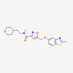 N-methyl-5-[(2-methyl-1,3-benzothiazol-5-yl)oxymethyl]-N-[2-(oxan-4-yl)ethyl]-1,2-oxazole-3-carboxamide