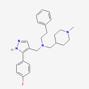 N-[[5-(4-fluorophenyl)-1H-pyrazol-4-yl]methyl]-N-[(1-methylpiperidin-4-yl)methyl]-2-phenylethanamine