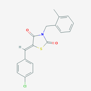 molecular formula C18H14ClNO2S B376218 5-(4-Chlorobenzylidene)-3-(2-methylbenzyl)-1,3-thiazolidine-2,4-dione 