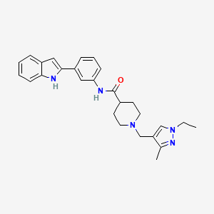 1-[(1-ethyl-3-methyl-1H-pyrazol-4-yl)methyl]-N-[3-(1H-indol-2-yl)phenyl]-4-piperidinecarboxamide