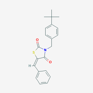 molecular formula C21H21NO2S B376225 5-Benzylidene-3-(4-tert-butylbenzyl)-1,3-thiazolidine-2,4-dione 