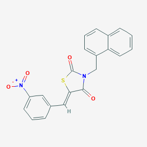 molecular formula C21H14N2O4S B376231 5-{3-Nitrobenzylidene}-3-(1-naphthylmethyl)-1,3-thiazolidine-2,4-dione 