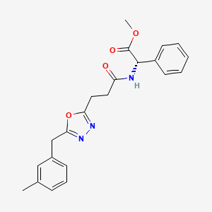 molecular formula C22H23N3O4 B3762347 methyl (2S)-({3-[5-(3-methylbenzyl)-1,3,4-oxadiazol-2-yl]propanoyl}amino)(phenyl)acetate 