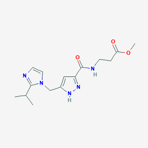 molecular formula C15H21N5O3 B3762389 methyl 3-[[5-[(2-propan-2-ylimidazol-1-yl)methyl]-1H-pyrazole-3-carbonyl]amino]propanoate 