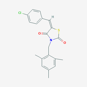 molecular formula C20H18ClNO2S B376245 5-(4-Chlorobenzylidene)-3-(mesitylmethyl)-1,3-thiazolidine-2,4-dione 