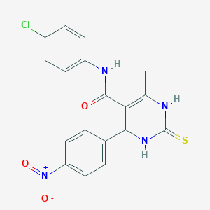 molecular formula C18H15ClN4O3S B376258 N-(4-chlorophenyl)-4-{4-nitrophenyl}-6-methyl-2-thioxo-1,2,3,4-tetrahydro-5-pyrimidinecarboxamide 