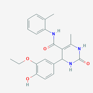 molecular formula C21H23N3O4 B376263 4-(3-ethoxy-4-hydroxyphenyl)-6-methyl-2-oxo-N-(o-tolyl)-1,2,3,4-tetrahydropyrimidine-5-carboxamide CAS No. 380644-53-1