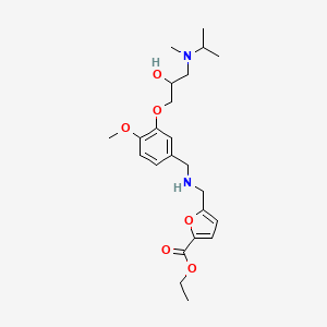 molecular formula C23H34N2O6 B3762664 Ethyl 5-[[[3-[2-hydroxy-3-[methyl(propan-2-yl)amino]propoxy]-4-methoxyphenyl]methylamino]methyl]furan-2-carboxylate 