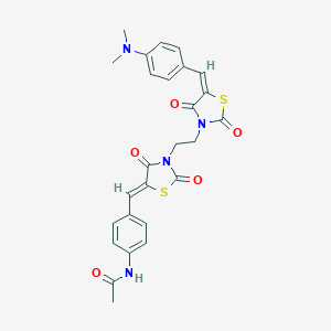 N-(4-{[3-(2-{5-[4-(dimethylamino)benzylidene]-2,4-dioxo-1,3-thiazolidin-3-yl}ethyl)-2,4-dioxo-1,3-thiazolidin-5-ylidene]methyl}phenyl)acetamide