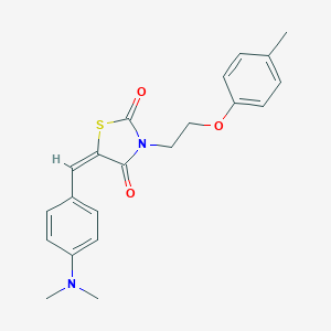 molecular formula C21H22N2O3S B376279 5-[4-(Dimethylamino)benzylidene]-3-[2-(4-methylphenoxy)ethyl]-1,3-thiazolidine-2,4-dione 