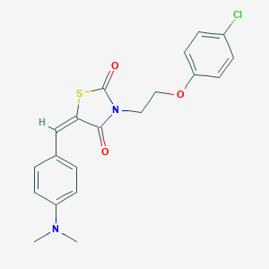 molecular formula C20H19ClN2O3S B376280 3-[2-(4-Chlorophenoxy)ethyl]-5-[4-(dimethylamino)benzylidene]-1,3-thiazolidine-2,4-dione 