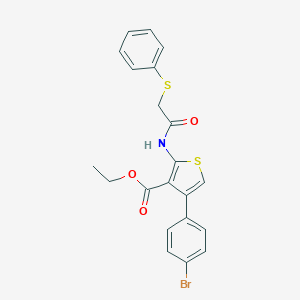 molecular formula C21H18BrNO3S2 B376282 Ethyl 4-(4-bromophenyl)-2-{[(phenylsulfanyl)acetyl]amino}-3-thiophenecarboxylate CAS No. 296890-39-6