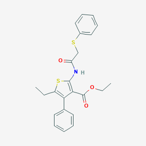 molecular formula C23H23NO3S2 B376284 Ethyl 5-ethyl-4-phenyl-2-{[(phenylsulfanyl)acetyl]amino}-3-thiophenecarboxylate CAS No. 309286-82-6