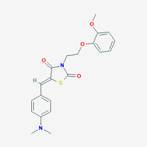 molecular formula C21H22N2O4S B376286 5-[4-(Dimethylamino)benzylidene]-3-[2-(2-methoxyphenoxy)ethyl]-1,3-thiazolidine-2,4-dione 