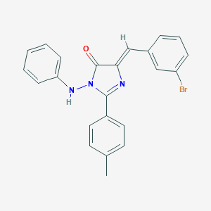 molecular formula C23H18BrN3O B376290 3-anilino-5-(3-bromobenzylidene)-2-(4-methylphenyl)-3,5-dihydro-4H-imidazol-4-one 