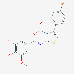 molecular formula C21H16BrNO5S B376300 5-(4-bromophenyl)-2-(3,4,5-trimethoxyphenyl)-4H-thieno[2,3-d][1,3]oxazin-4-one 