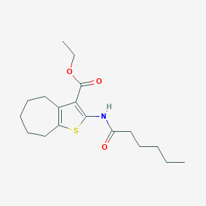 molecular formula C18H27NO3S B376301 ethyl 2-(hexanoylamino)-5,6,7,8-tetrahydro-4H-cyclohepta[b]thiophene-3-carboxylate 