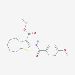 molecular formula C20H23NO4S B376304 ethyl 2-[(4-methoxybenzoyl)amino]-5,6,7,8-tetrahydro-4H-cyclohepta[b]thiophene-3-carboxylate CAS No. 397290-59-4