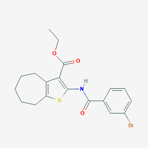 molecular formula C19H20BrNO3S B376306 ethyl 2-[(3-bromobenzoyl)amino]-5,6,7,8-tetrahydro-4H-cyclohepta[b]thiophene-3-carboxylate CAS No. 397290-58-3