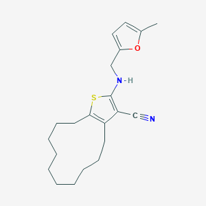 molecular formula C21H28N2OS B376310 2-[(5-Methylfuran-2-yl)methylamino]-4,5,6,7,8,9,10,11,12,13-decahydrocyclododeca[b]thiophene-3-carbonitrile CAS No. 380644-80-4