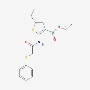 molecular formula C17H19NO3S2 B376313 Ethyl 5-ethyl-2-{[(phenylsulfanyl)acetyl]amino}-3-thiophenecarboxylate CAS No. 309286-81-5