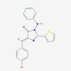 molecular formula C20H14BrN3OS B376323 3-anilino-5-(4-bromobenzylidene)-2-(2-thienyl)-3,5-dihydro-4H-imidazol-4-one 