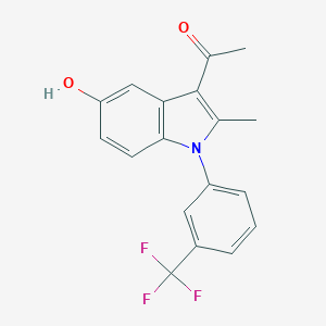 molecular formula C18H14F3NO2 B376331 1-{5-hydroxy-2-methyl-1-[3-(trifluoromethyl)phenyl]-1H-indol-3-yl}ethanone 