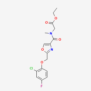 molecular formula C16H16ClFN2O5 B3763317 ethyl N-({2-[(2-chloro-4-fluorophenoxy)methyl]-1,3-oxazol-4-yl}carbonyl)-N-methylglycinate 