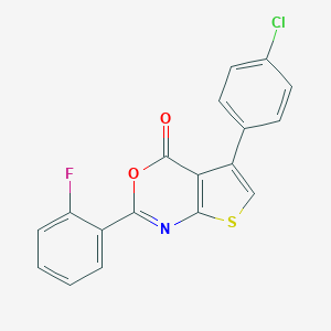 molecular formula C18H9ClFNO2S B376336 5-(4-chlorophenyl)-2-(2-fluorophenyl)-4H-thieno[2,3-d][1,3]oxazin-4-one CAS No. 342382-47-2