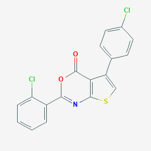 molecular formula C18H9Cl2NO2S B376337 2-(2-chlorophenyl)-5-(4-chlorophenyl)-4H-thieno[2,3-d][1,3]oxazin-4-one 