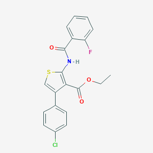 molecular formula C20H15ClFNO3S B376339 Ethyl 4-(4-chlorophenyl)-2-[(2-fluorobenzoyl)amino]-3-thiophenecarboxylate CAS No. 342382-50-7