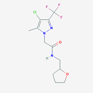 molecular formula C12H15ClF3N3O2 B376346 2-[4-chloro-5-methyl-3-(trifluoromethyl)-1H-pyrazol-1-yl]-N-(tetrahydro-2-furanylmethyl)acetamide 