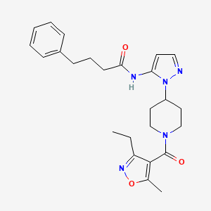 N-(1-{1-[(3-ethyl-5-methyl-4-isoxazolyl)carbonyl]-4-piperidinyl}-1H-pyrazol-5-yl)-4-phenylbutanamide