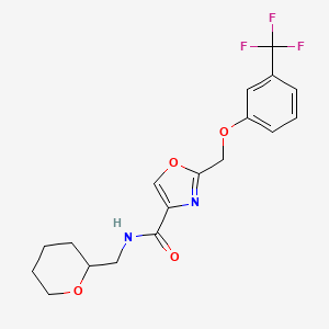 N-(tetrahydro-2H-pyran-2-ylmethyl)-2-{[3-(trifluoromethyl)phenoxy]methyl}-1,3-oxazole-4-carboxamide