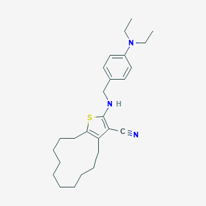 molecular formula C26H37N3S B376356 2-[[4-(Diethylamino)phenyl]methylamino]-4,5,6,7,8,9,10,11,12,13-decahydrocyclododeca[b]thiophene-3-carbonitrile CAS No. 342381-96-8