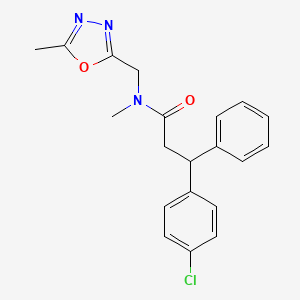 3-(4-chlorophenyl)-N-methyl-N-[(5-methyl-1,3,4-oxadiazol-2-yl)methyl]-3-phenylpropanamide