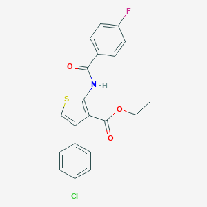 molecular formula C20H15ClFNO3S B376366 Ethyl 2-(4-fluorobenzamido)-4-(4-chlorophenyl)thiophene-3-carboxylate CAS No. 380645-02-3