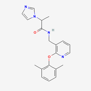 N-{[2-(2,6-dimethylphenoxy)-3-pyridinyl]methyl}-2-(1H-imidazol-1-yl)propanamide