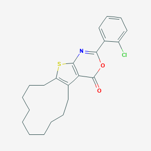 2-(2-chlorophenyl)-5,6,7,8,9,10,11,12,13,14-decahydro-4H-cyclododeca[4,5]thieno[2,3-d][1,3]oxazin-4-one