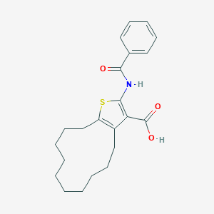 molecular formula C22H27NO3S B376379 2-(Benzoylamino)-4,5,6,7,8,9,10,11,12,13-decahydrocyclododeca[b]thiophene-3-carboxylic acid 