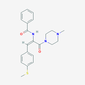 molecular formula C22H25N3O2S B376382 N-{1-[(4-methyl-1-piperazinyl)carbonyl]-2-[4-(methylsulfanyl)phenyl]vinyl}benzamide CAS No. 342382-72-3